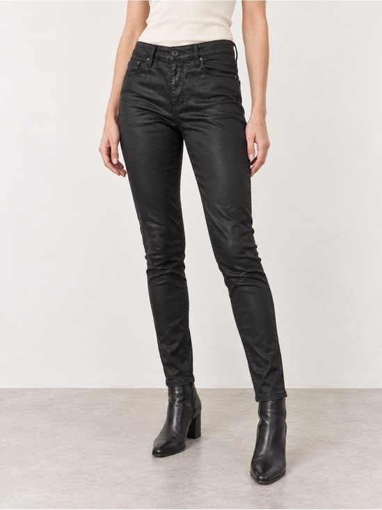 Ag Adriano Goldschmied Denim - AG Adriano Goldschmied The Mila Jeans 28R Black Coated High Rise Skinny Pants